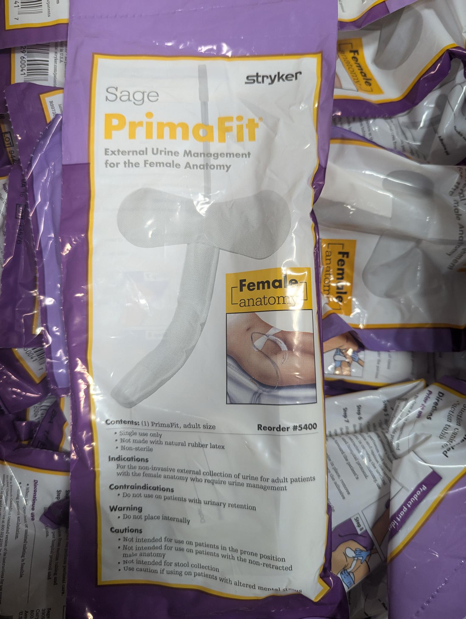 Primafit Device Stryker 5400 Sage PrimaFit® External Urine Management for the Female ...